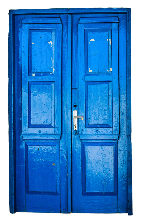 Vintage Blue Wooden Door PNG image with a transparent background, free high-resolution download