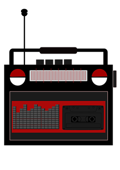 Vintage Boombox Graphic PNG with transparent background