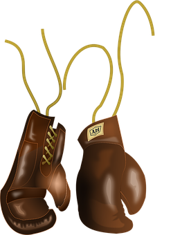 Vintage Boxing Gloves Illustration PNG with transparent background