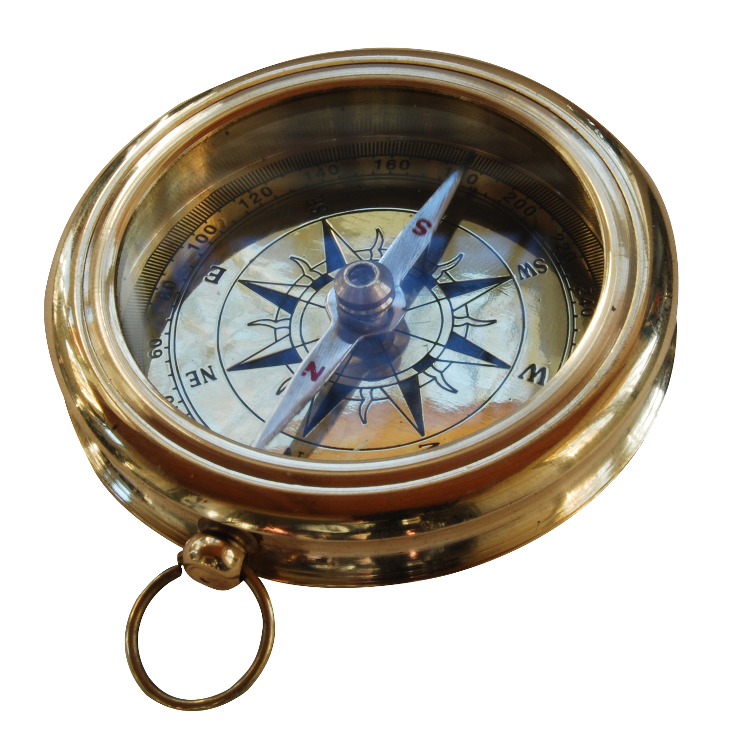Vintage Brass Compass PNG with transparent background