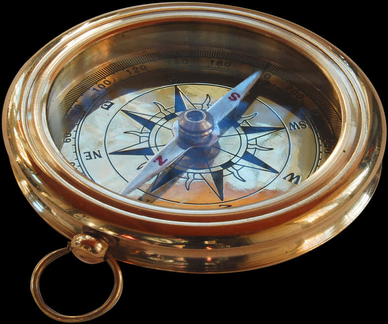 Vintage Brass Compass PNG with transparent background