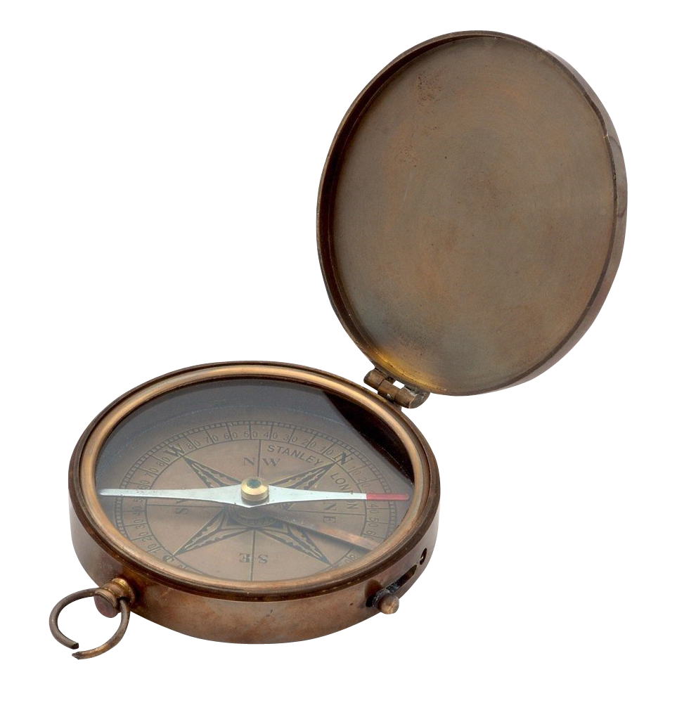 Vintage Brass Compasswith Lid PNG with transparent background