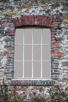 Vintage Brick Wall Window PNG with transparent background