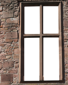 Vintage Brick Wall Window PNG with transparent background