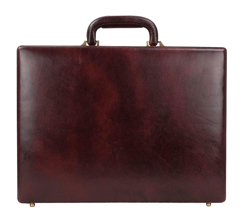 Vintage Brown Leather Briefcase PNG with transparent background