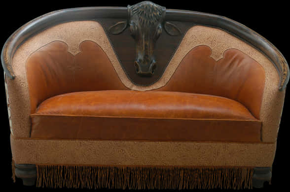 Vintage Bull Head Sofa PNG with transparent background