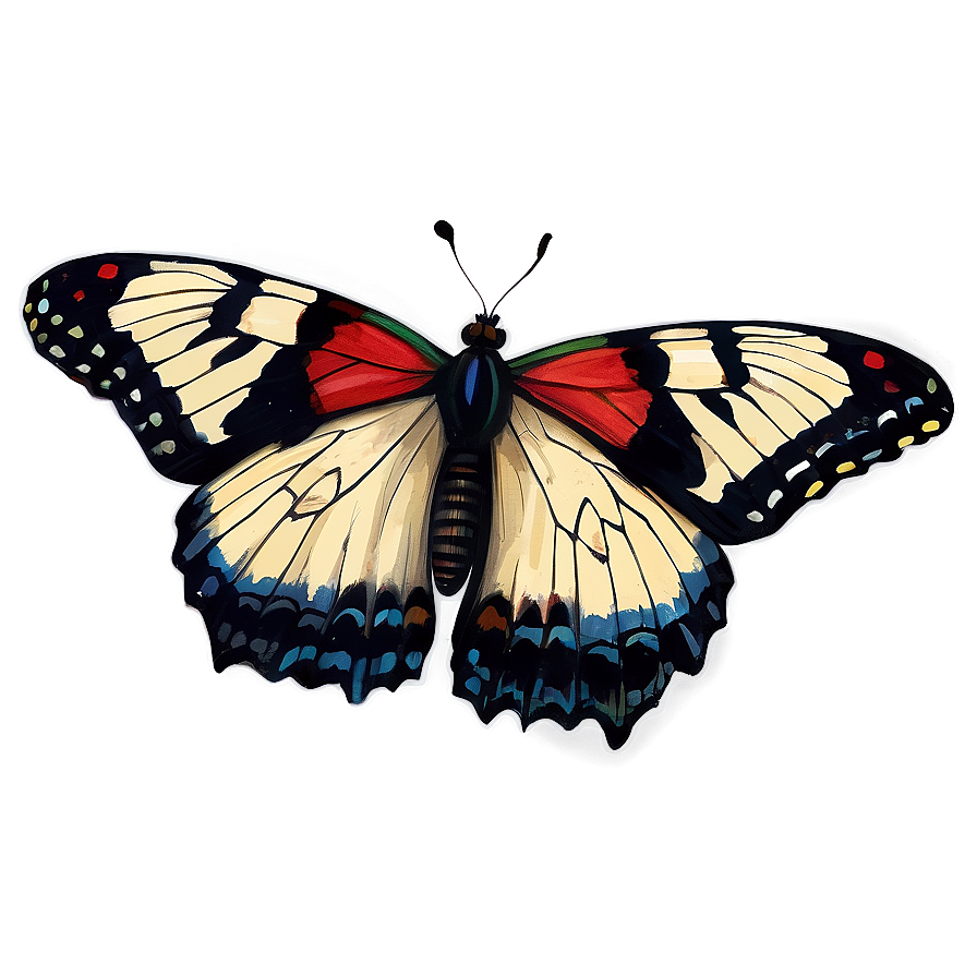 Vintage Butterfly Drawing Png Sbv