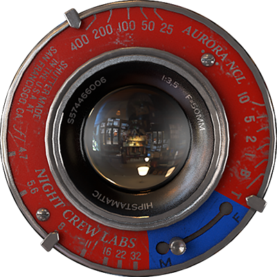 Vintage Camera Lenswith Redand Blue Details PNG with transparent background