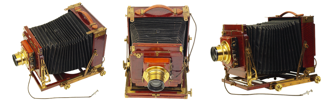 Vintage Camera Triple View PNG with transparent background