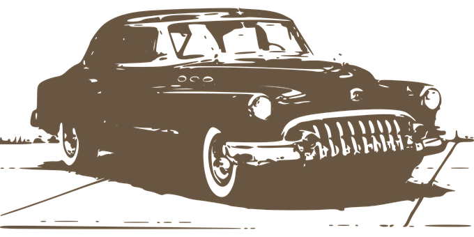 Vintage Car Silhouette PNG with transparent background