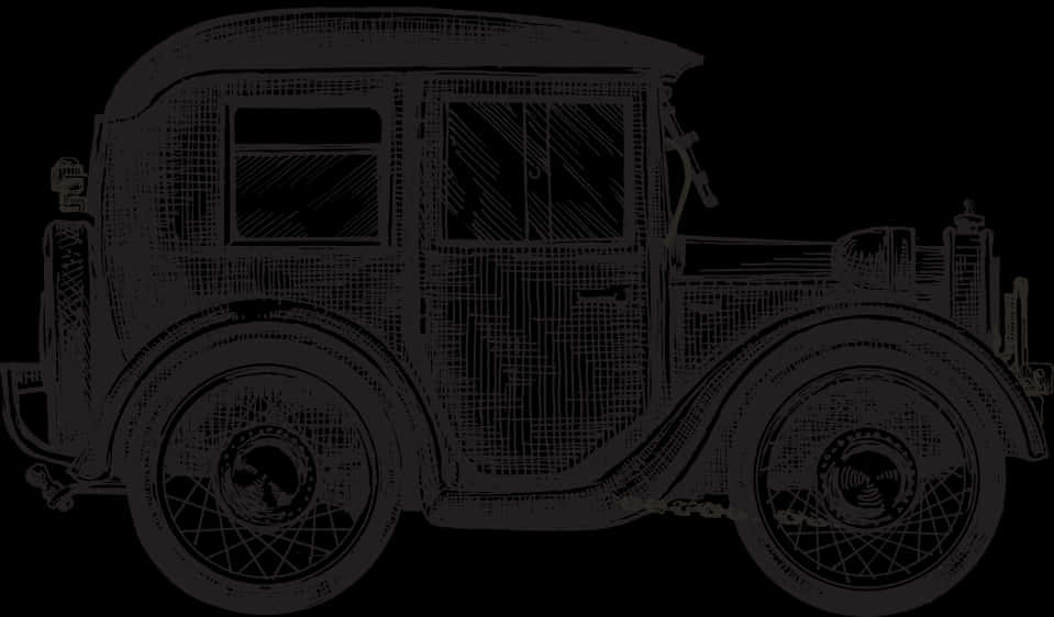 Vintage Car Vector Outline PNG image with a transparent background, free high-resolution download