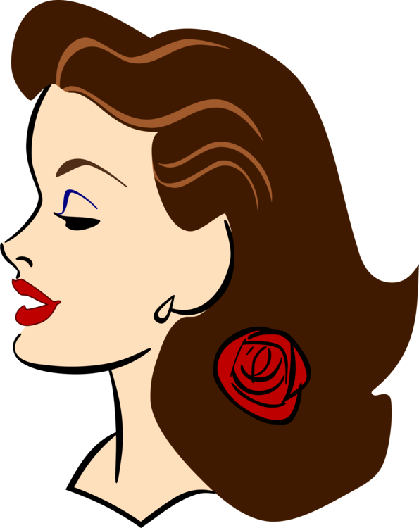 Vintage Cartoon Woman Profile