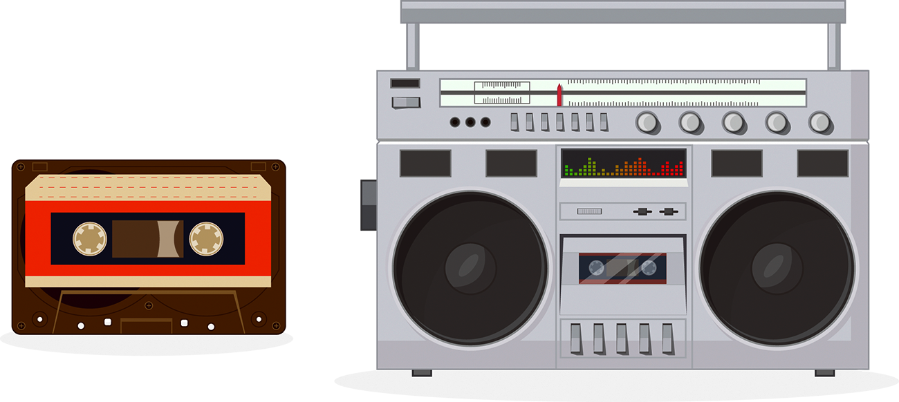 Vintage Cassetteand Boombox Illustration