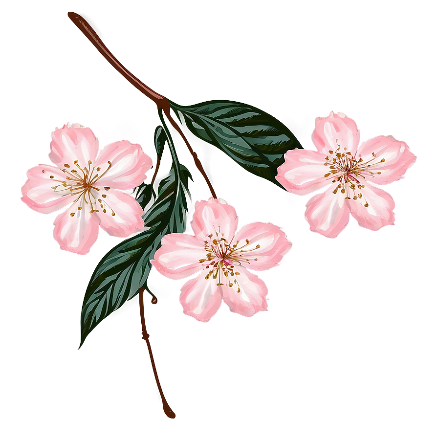 Vintage Cherry Blossom Illustration Png Jkb