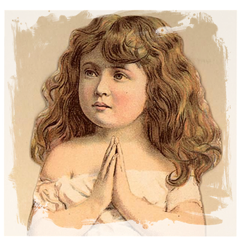 Vintage Child Praying Illustration PNG with transparent background