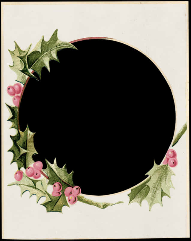Vintage Christmas Holly Frame PNG image with a transparent background, free high-resolution download
