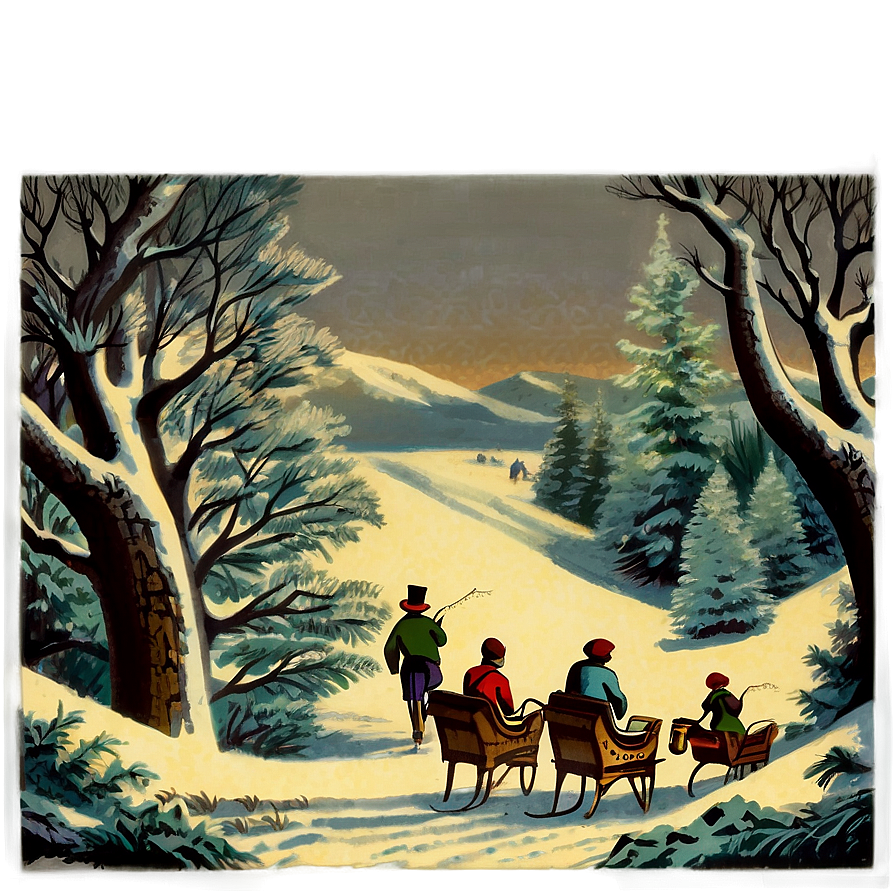 Vintage Christmas Scene Png Ctf