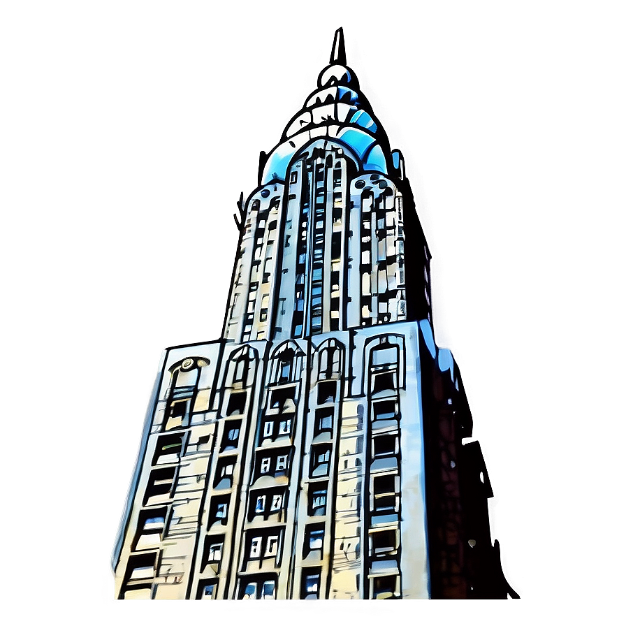 Vintage Chrysler Building Illustration Png 06252024