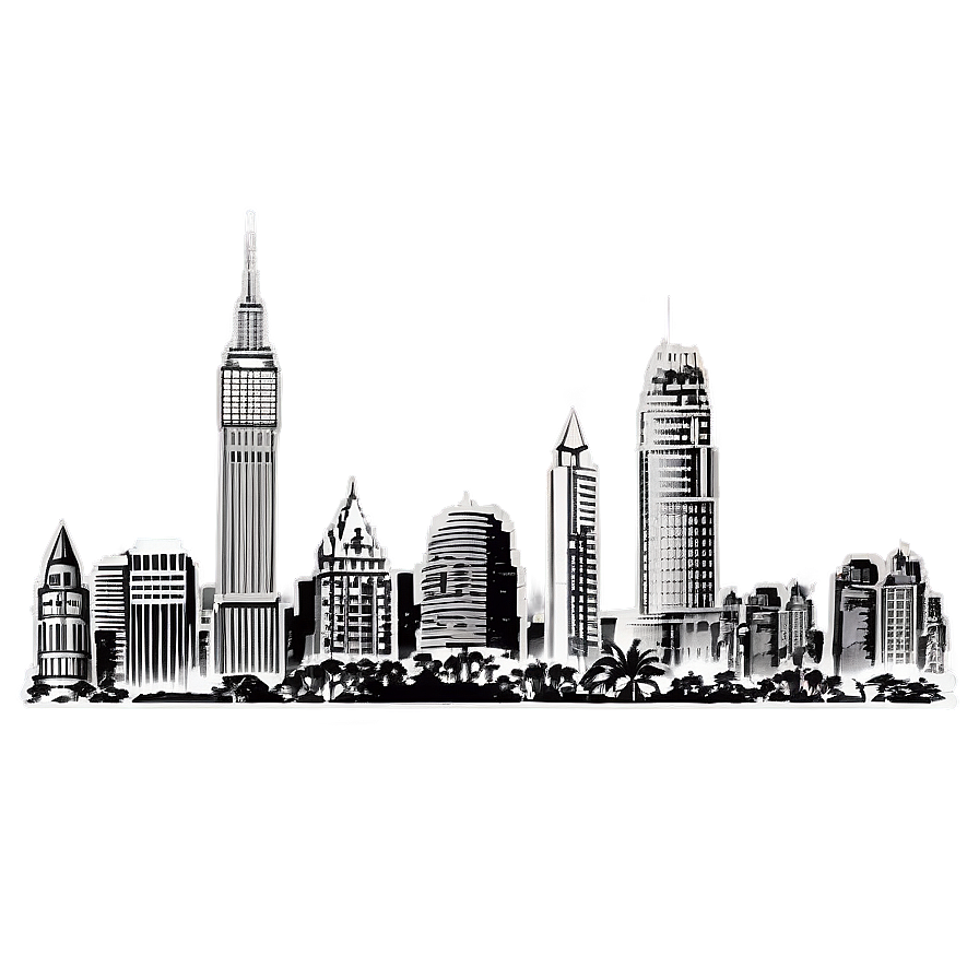Vintage City Skyline PNG war PNG with transparent background
