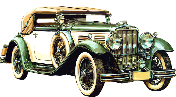 Vintage Classic Car Illustration PNG with transparent background