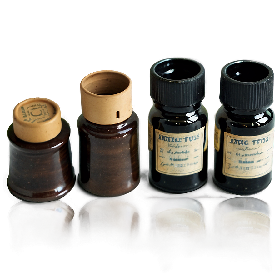 Vintage Clay Ink Pots PNG hvn81 PNG image with a transparent background, free high-resolution download