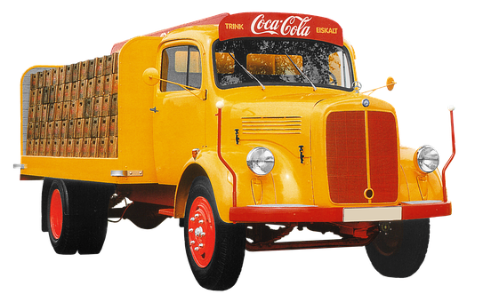 Vintage Coca Cola Mercedes Truck PNG with transparent background