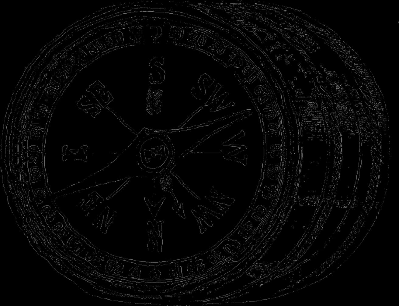 Vintage Compass Engraving PNG with transparent background