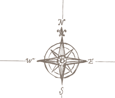 Vintage Compass Rose Graphic PNG with transparent background