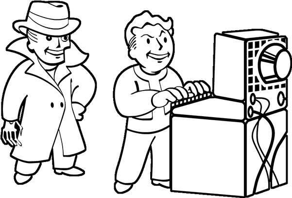 Vintage Computer Operators Cartoon PNG with transparent background
