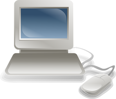 Vintage Computerand Mouse Vector PNG with transparent background