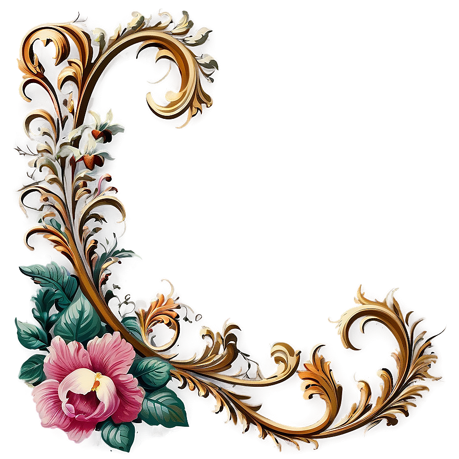 Vintage Corner Flourish PNG rng83 PNG with transparent background