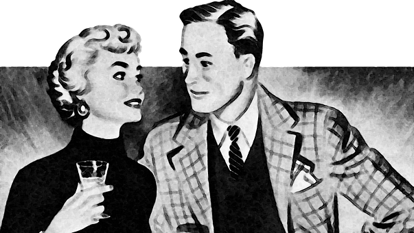 Vintage Couple Cocktail Party PNG with transparent background