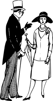 Vintage Couple Illustration PNG with transparent background