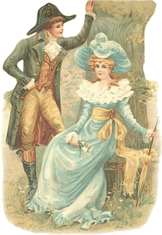 Vintage Couplein Period Costume PNG with transparent background