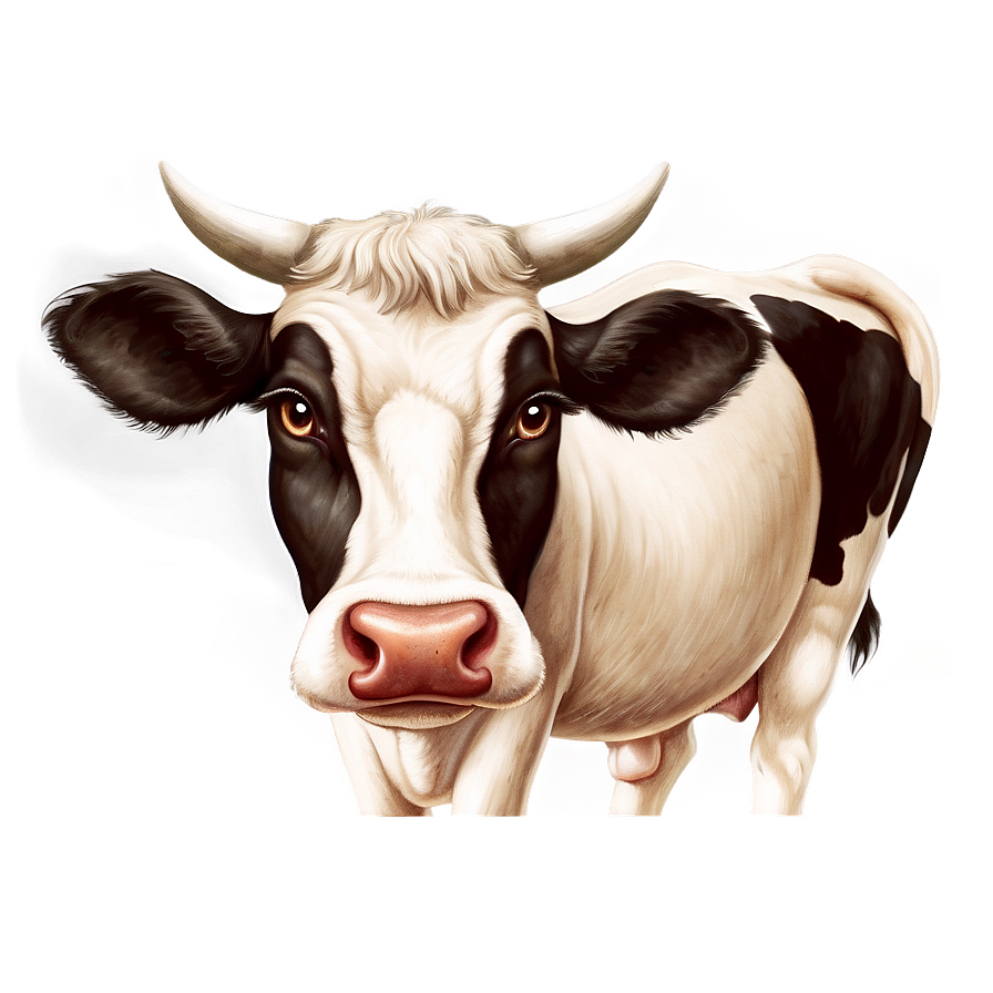 Vintage Cow Illustration Png Ruo