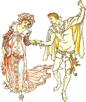 Vintage Dancing Couple Illustration PNG with transparent background