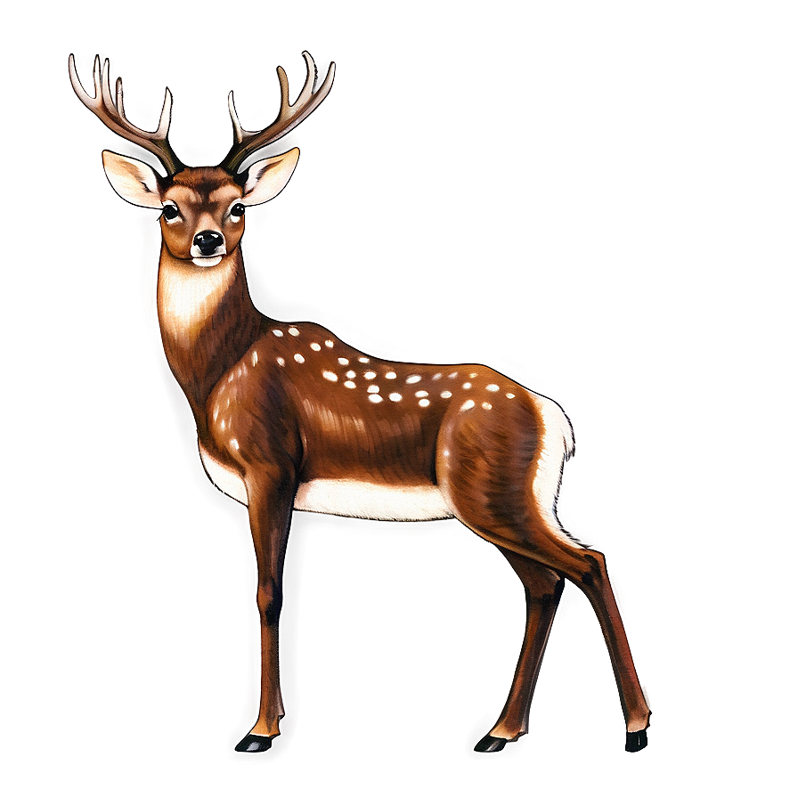 Vintage Deer Illustration Png 88