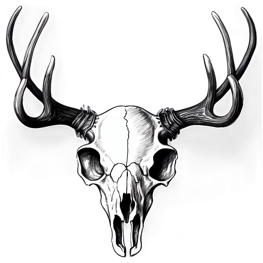 Vintage Deer Skull Sketch Png 06132024