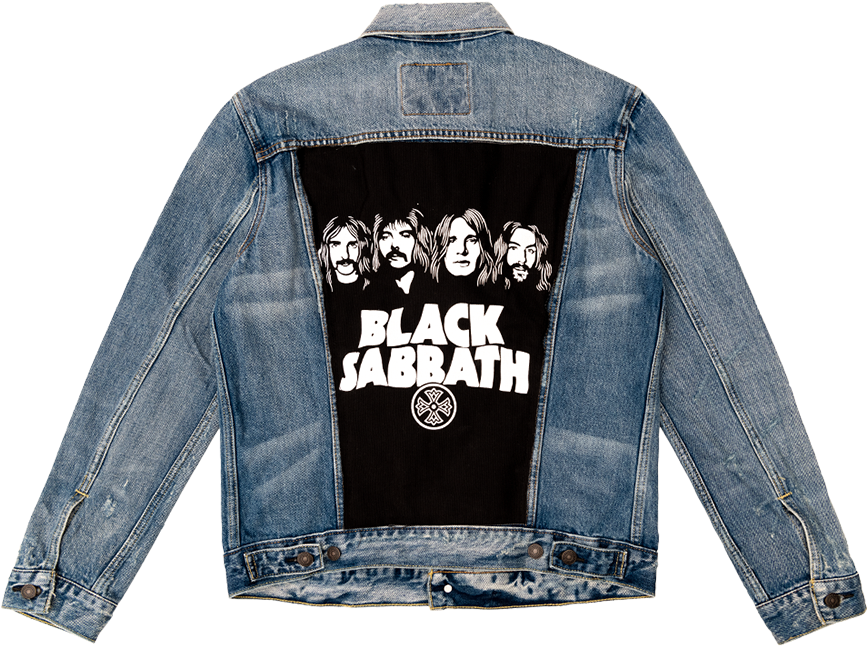 Vintage Denim Jacket Black Sabbath Patch PNG with transparent background