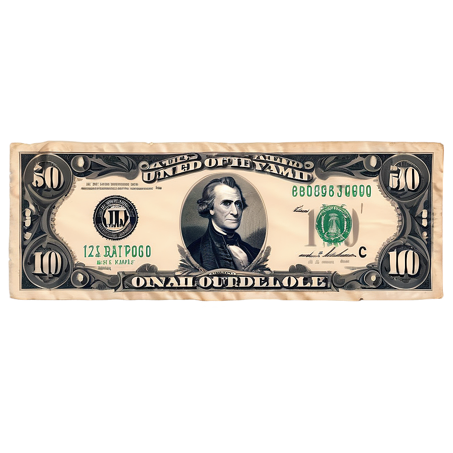 Vintage Dollar Bill Design Png Flv42