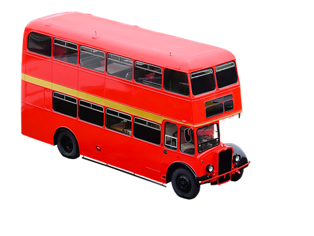 Vintage Double Decker Bus Isolated PNG with transparent background