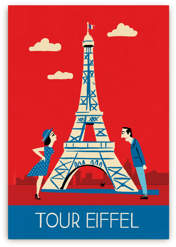Vintage Eiffel Tour Poster PNG with transparent background