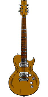 Vintage Electric Guitar Illustration PNG with transparent background