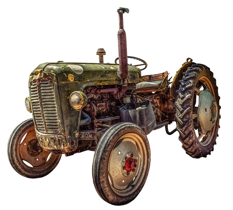 Vintage Farm Tractor Isolated PNG image with a transparent background, free high-resolution download