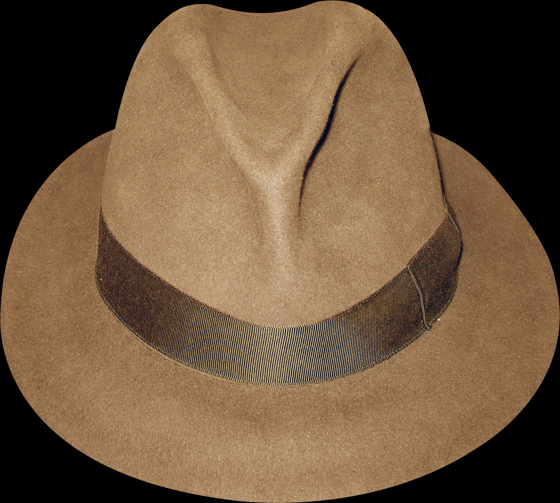Vintage Fedora Hat Sepia Tone PNG with transparent background