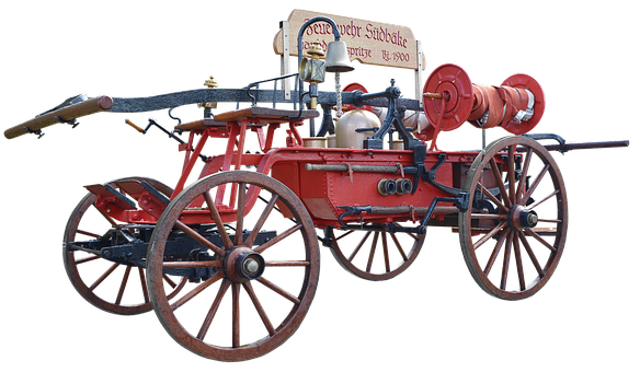 Vintage Fire Engine1900 PNG with transparent background