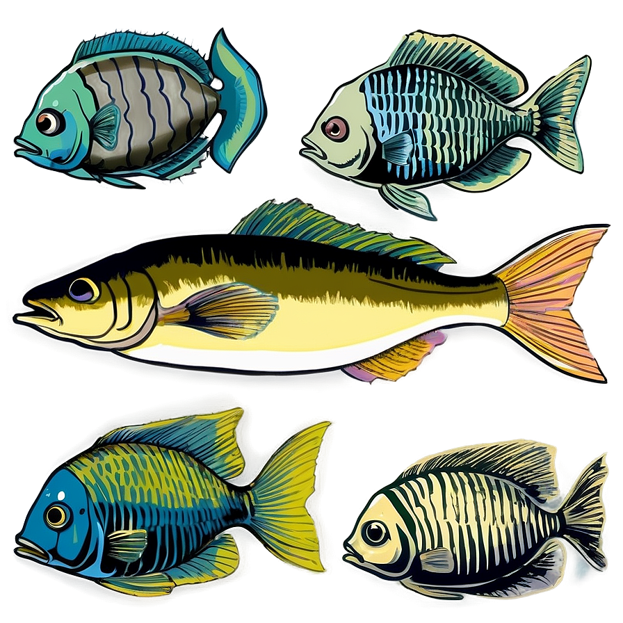 Vintage Fish Drawing Png Ytk