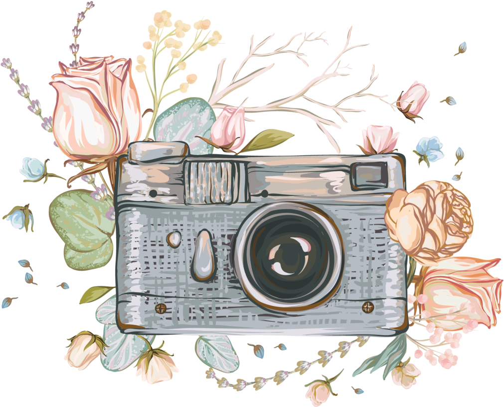 Vintage Floral Camera Illustration