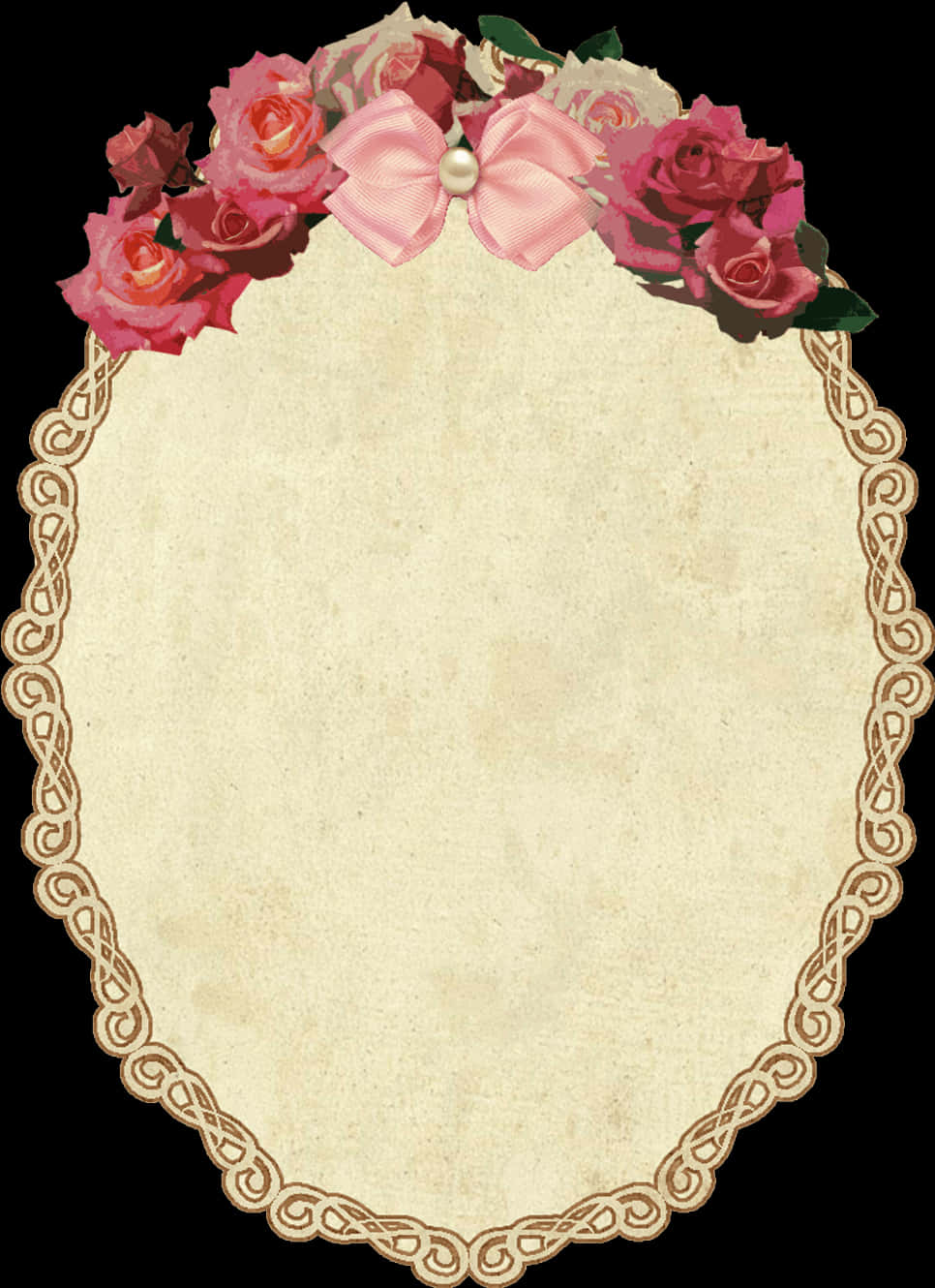 Vintage Floral Framewith Pink Ribbon