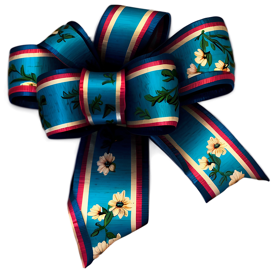 Vintage Floral Gift Bow Png 06132024